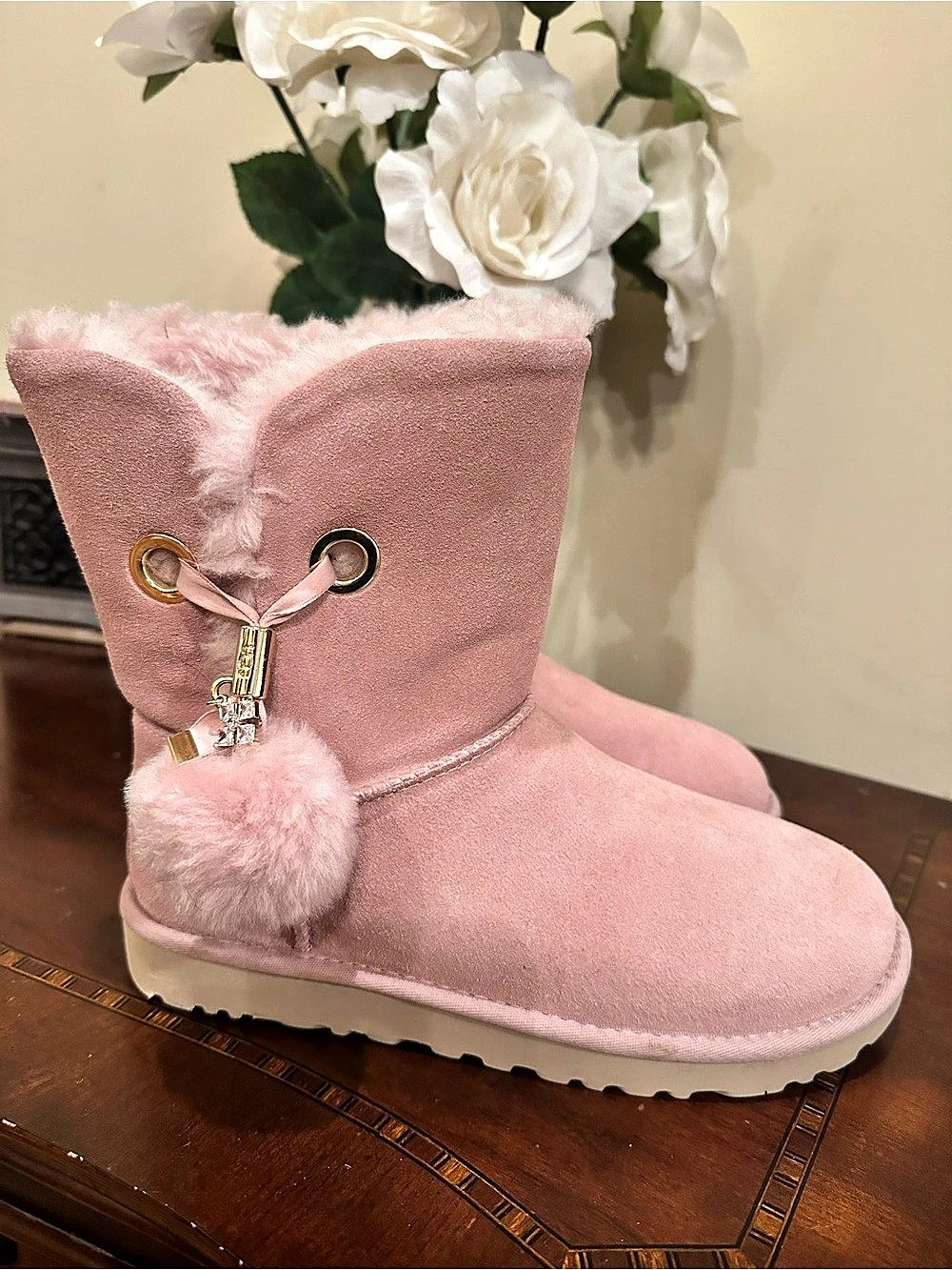UGG Irina Pink Pom-Pom Winter Boots